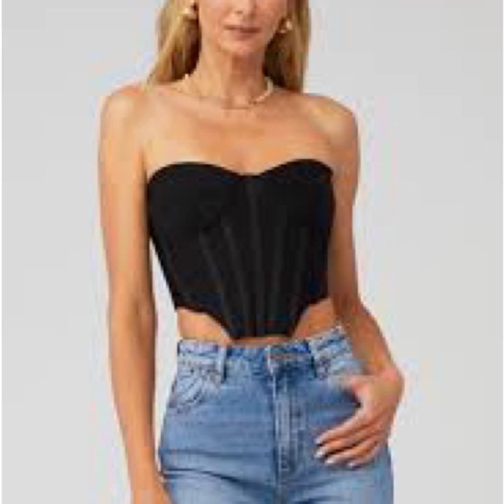 Bardot Black Bustier Crop Top